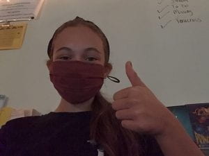 Student with mask on.